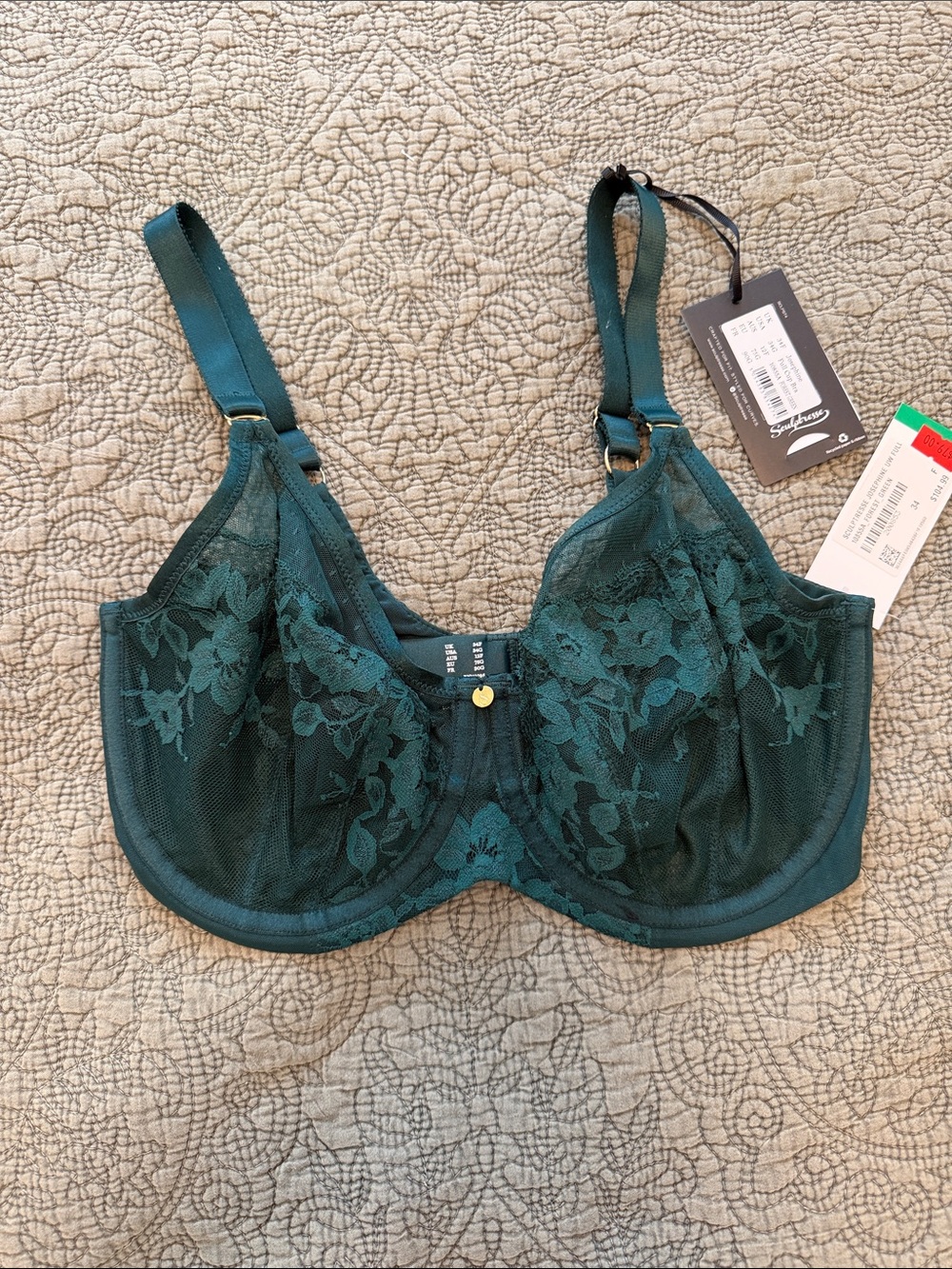 Sculptress - Josephine Underwire Bra Size 34G Forest Green